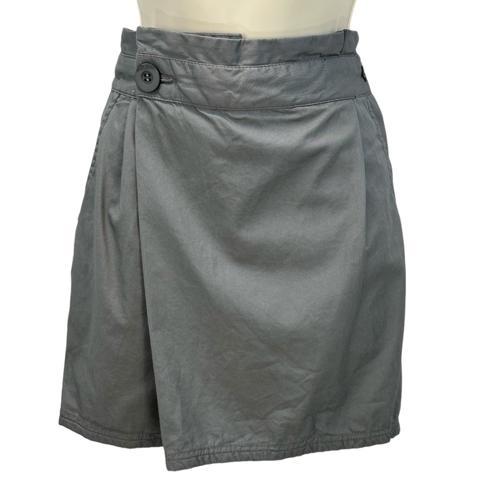 Bench Paperbag Waist Faux Wrap Mini Skirt - Khaki Green - size Small